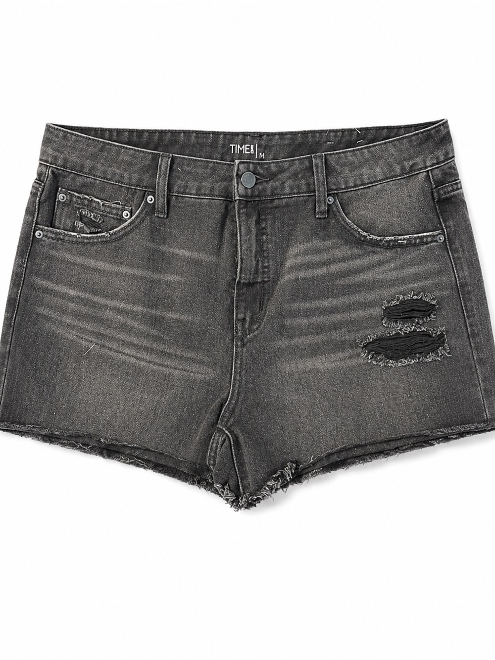 Time and Tru high-rise distressed denim shorts in size 14.